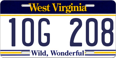 WV license plate 1OG208