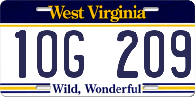 WV license plate 1OG209