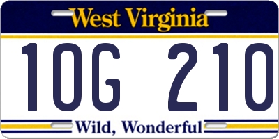 WV license plate 1OG210