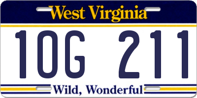 WV license plate 1OG211