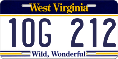 WV license plate 1OG212