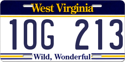 WV license plate 1OG213