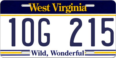 WV license plate 1OG215