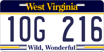 WV license plate 1OG216