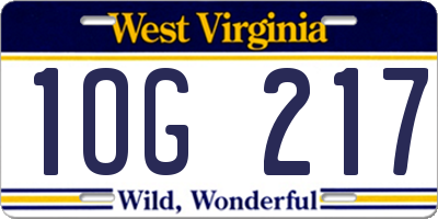 WV license plate 1OG217