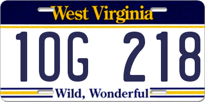 WV license plate 1OG218