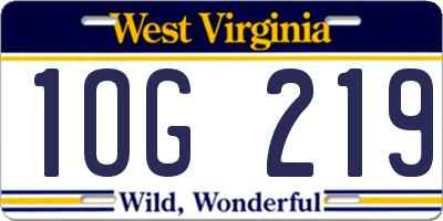 WV license plate 1OG219
