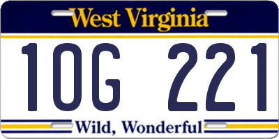 WV license plate 1OG221
