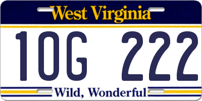 WV license plate 1OG222