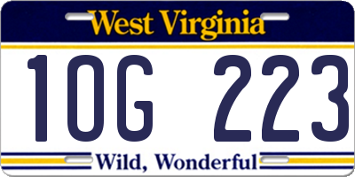 WV license plate 1OG223