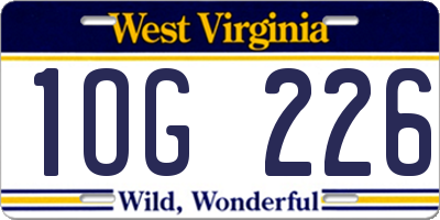 WV license plate 1OG226