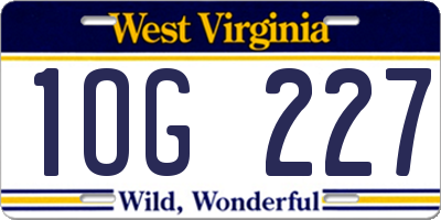 WV license plate 1OG227