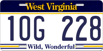 WV license plate 1OG228