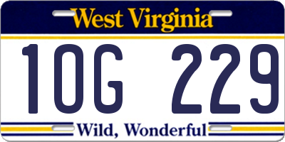 WV license plate 1OG229