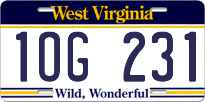 WV license plate 1OG231