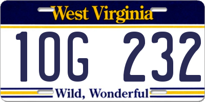 WV license plate 1OG232