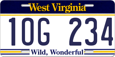 WV license plate 1OG234