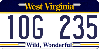 WV license plate 1OG235