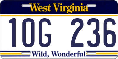 WV license plate 1OG236