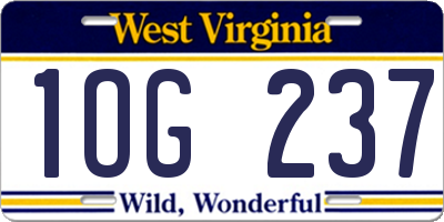 WV license plate 1OG237