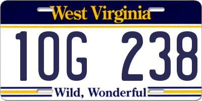WV license plate 1OG238