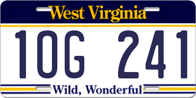 WV license plate 1OG241