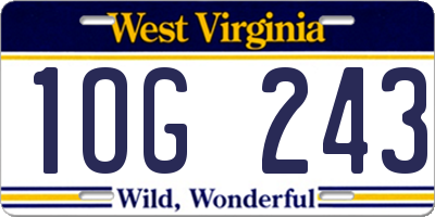 WV license plate 1OG243