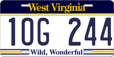 WV license plate 1OG244