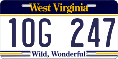 WV license plate 1OG247