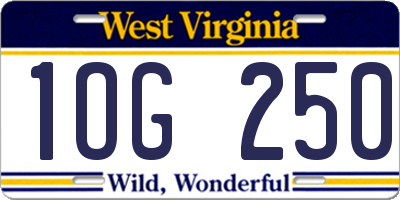 WV license plate 1OG250