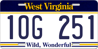WV license plate 1OG251