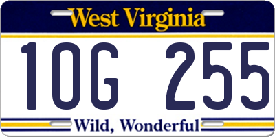 WV license plate 1OG255
