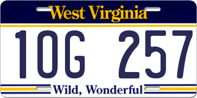 WV license plate 1OG257