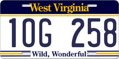 WV license plate 1OG258
