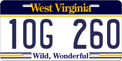 WV license plate 1OG260