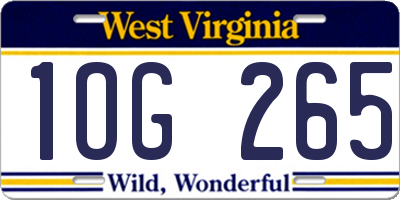 WV license plate 1OG265