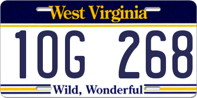 WV license plate 1OG268