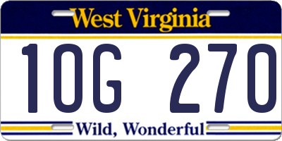 WV license plate 1OG270