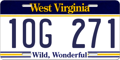 WV license plate 1OG271