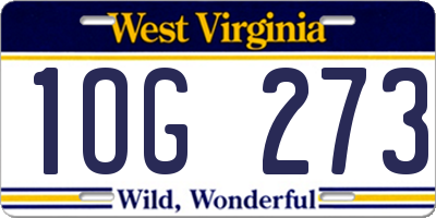 WV license plate 1OG273