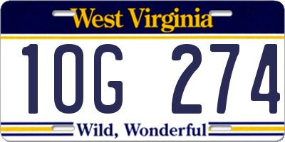 WV license plate 1OG274