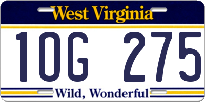 WV license plate 1OG275