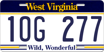 WV license plate 1OG277