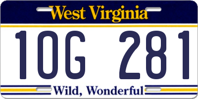 WV license plate 1OG281