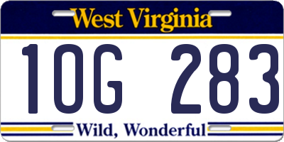 WV license plate 1OG283