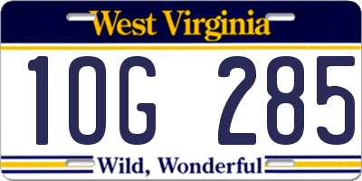 WV license plate 1OG285