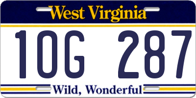 WV license plate 1OG287