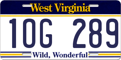 WV license plate 1OG289