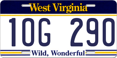 WV license plate 1OG290