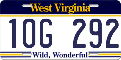 WV license plate 1OG292